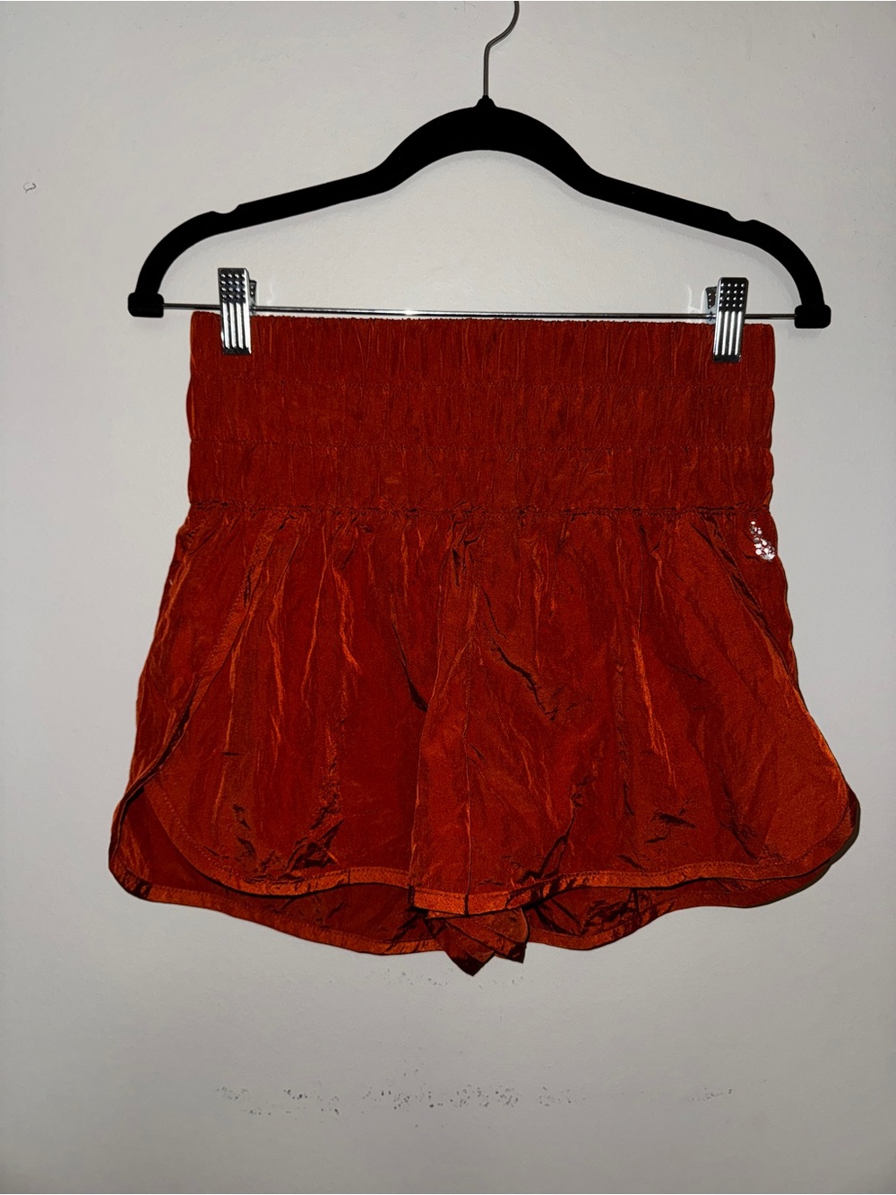 FP Movement by Free People High-Waist Rust Smocked Waist Shorts